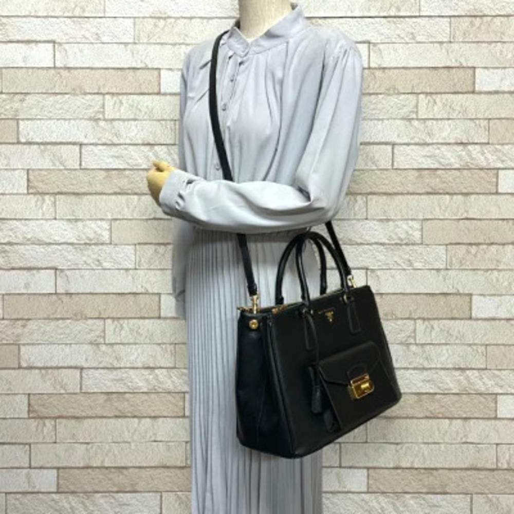 Prada Black Bag Shoulder Saffiano Leather